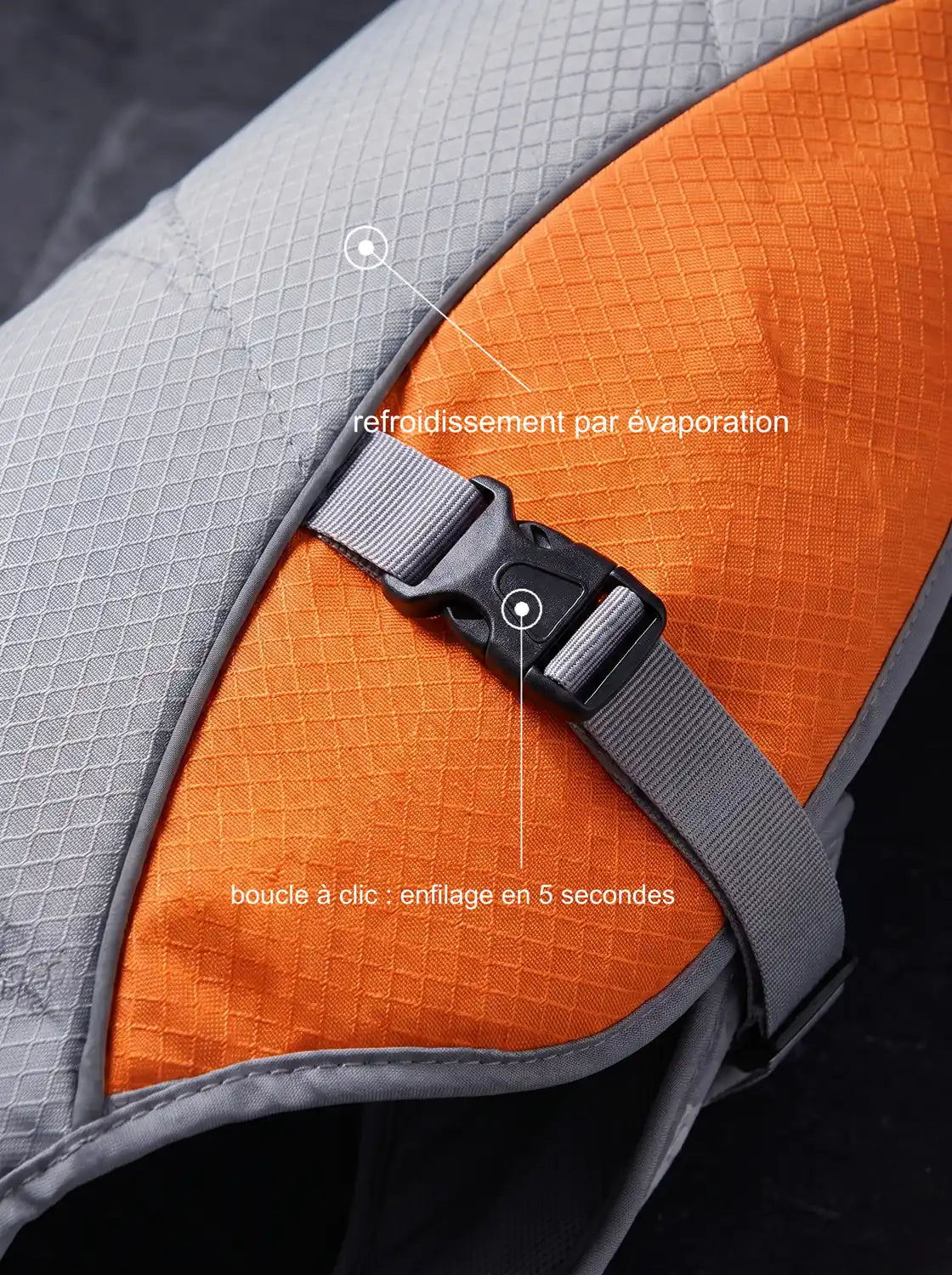 Gilet rafraîchissant chien tissu évaporatif et boucle à clic KARN Ice