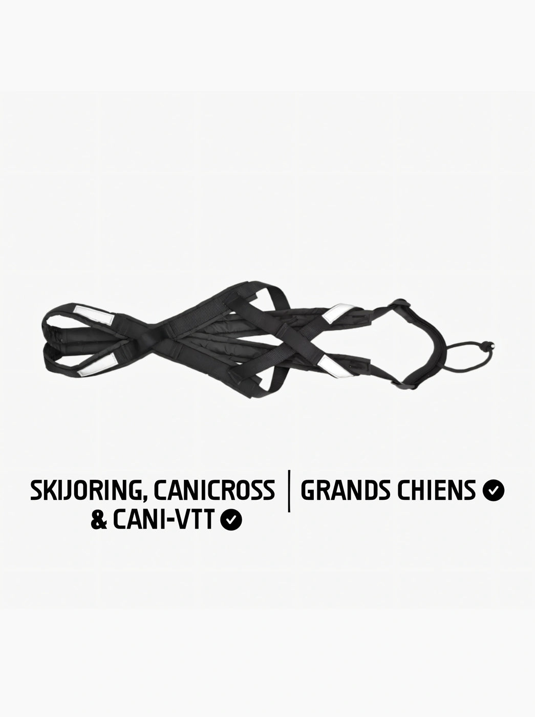Harnais canicross chien noir KARN pour skijoring, canicross, cani-VTT et grands chiens