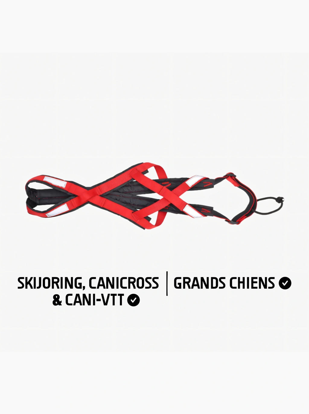 Harnais canicross chien rouge KARN pour skijoring, canicross, cani-VTT et grands chiens