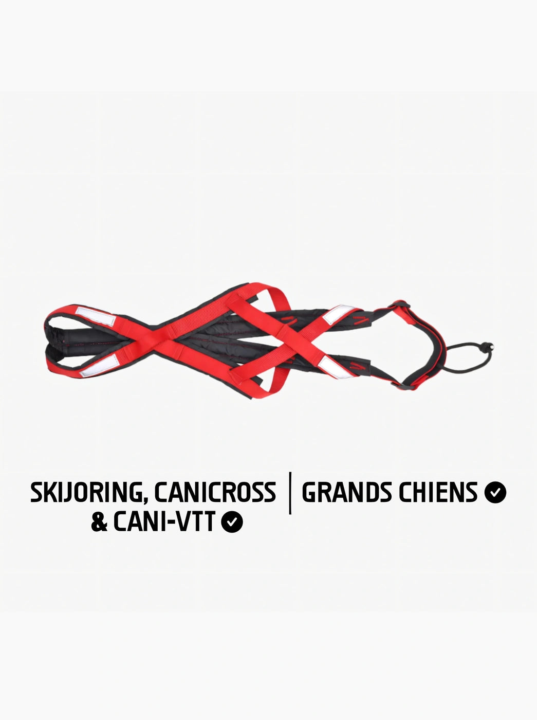 Harnais canicross chien rouge KARN pour skijoring, canicross, cani-VTT et grands chiens