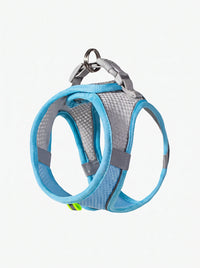 Harnais petit chien respirant coloris bleu