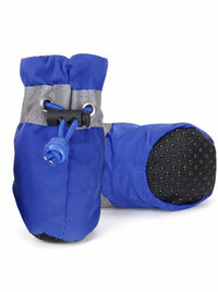 Bottines d'hiver imperméables pour chien KARN Frost coloris bleu, cordon de serrage et semelle antidérapante