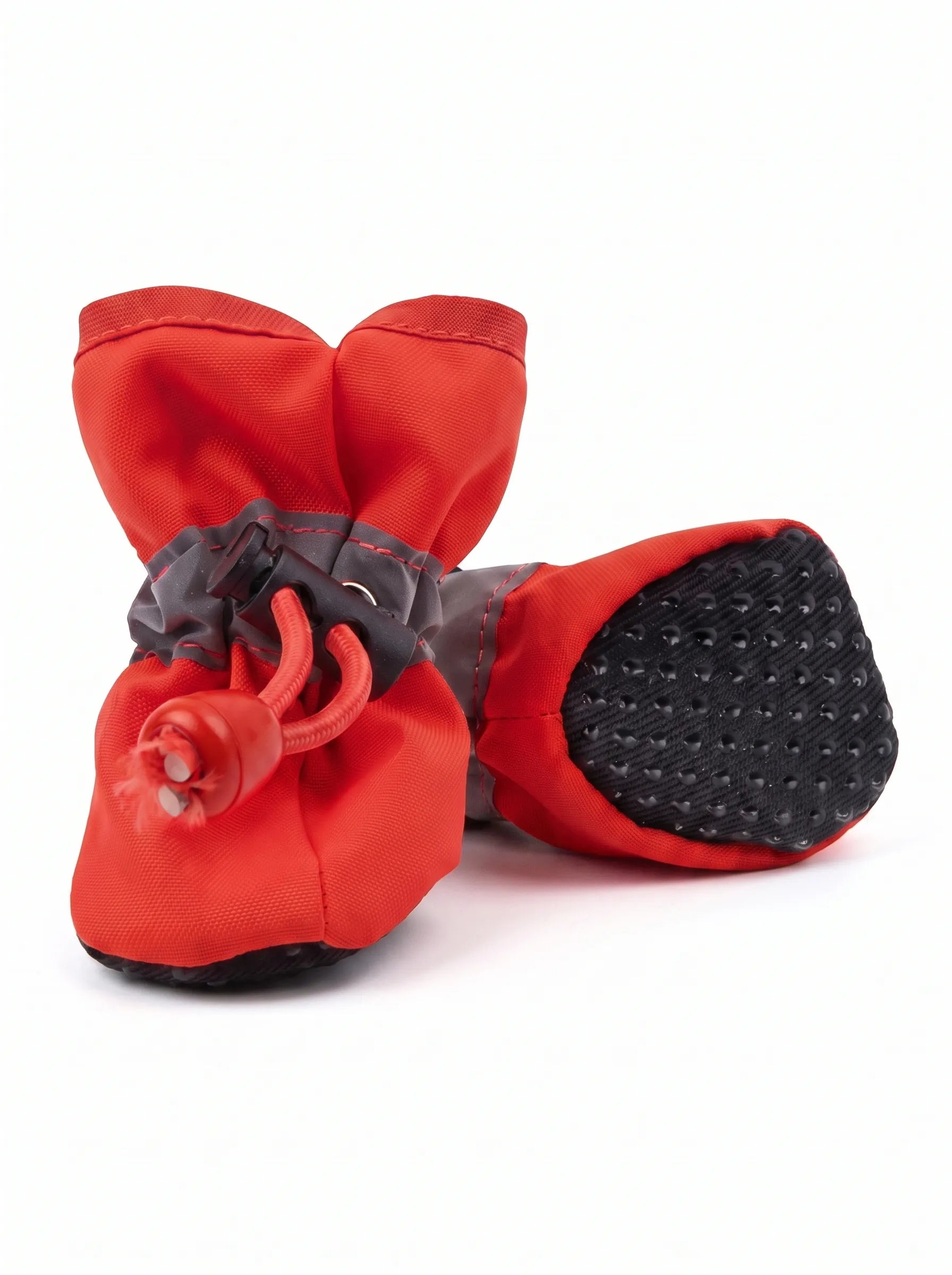 Bottines d'hiver imperméables pour chien KARN Frost coloris rouge, cordon de serrage et semelle antidérapante