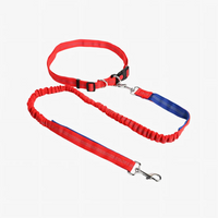 Laisse canicross chien mains libres coloris rouge