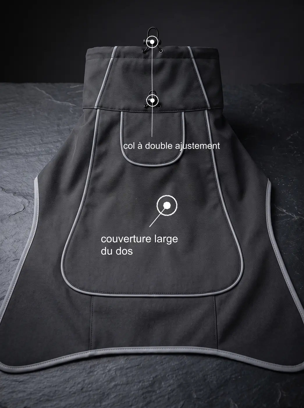 Manteau imperméable chien KARN Nord, col à double ajustement et couverture large du dos, nuit des cimes