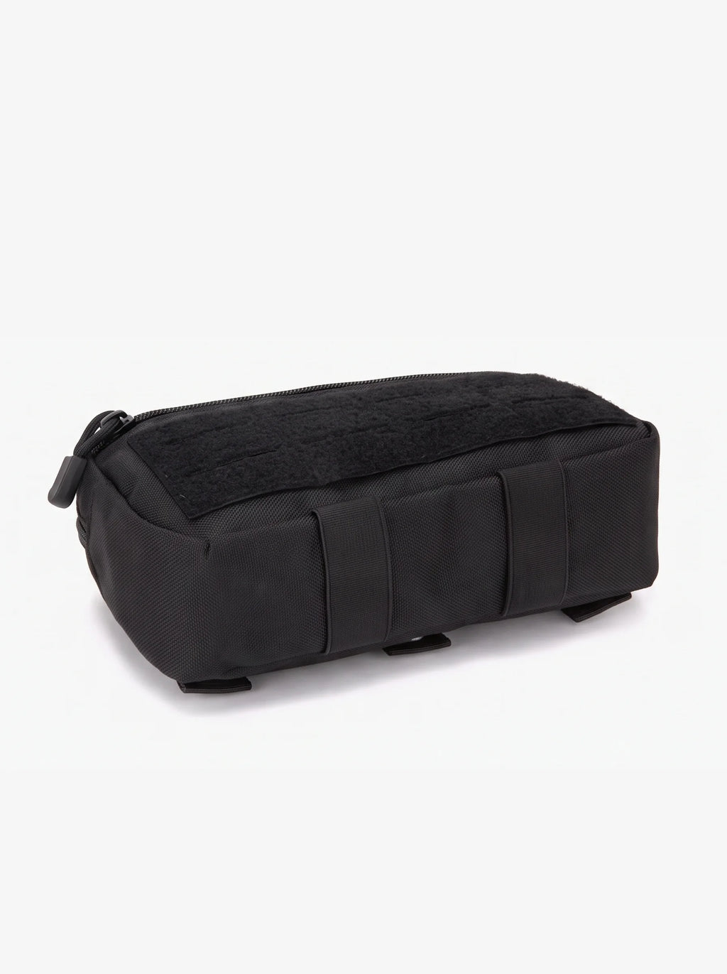 Pochette tactique MOLLE noire posée à plat