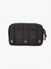 Pochette tactique MOLLE noire, sangles de fixation à boutons pression