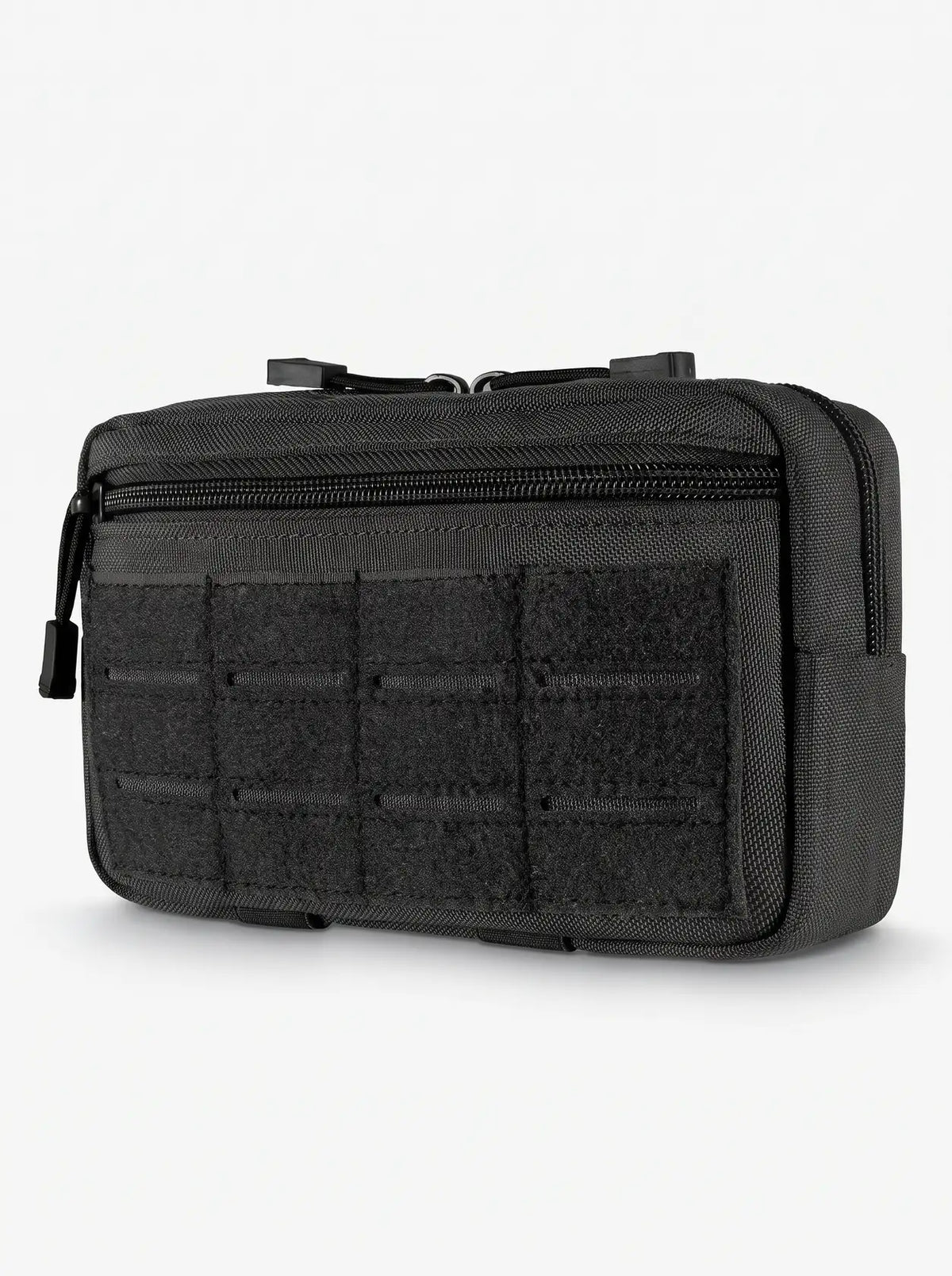 Pochette tactique MOLLE noire avec panneau velcro