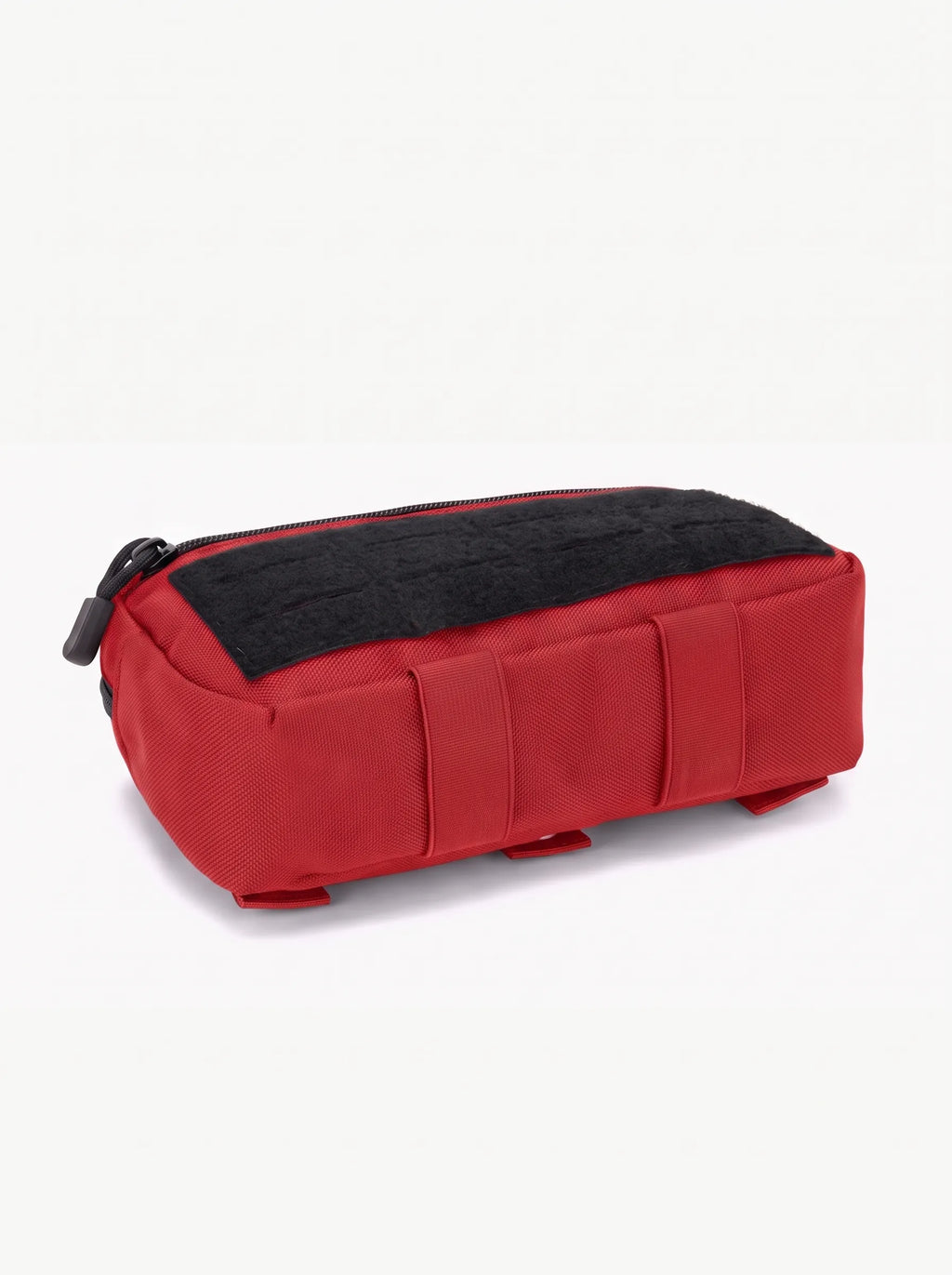 Pochette tactique MOLLE rouge posée à plat