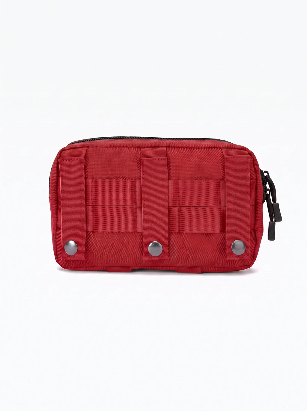 Pochette tactique MOLLE rouge, sangles de fixation à boutons pression