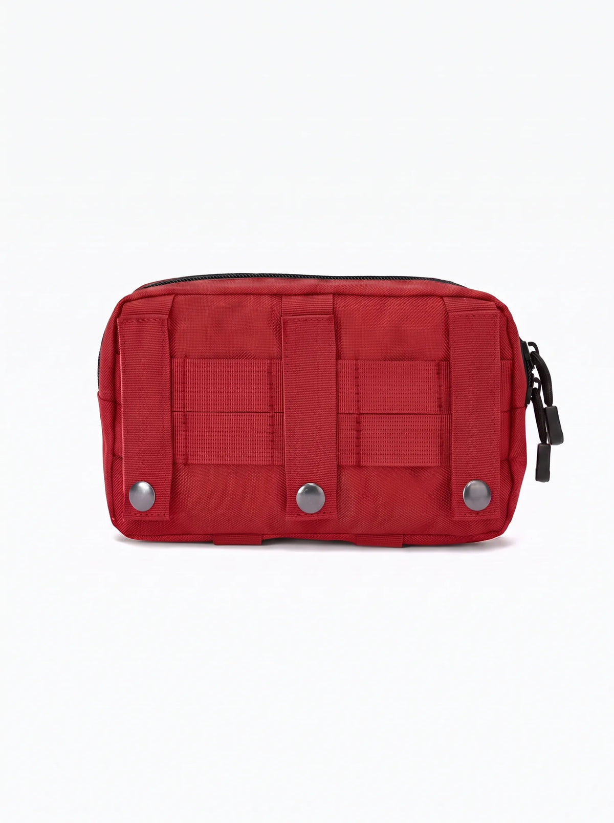 Pochette tactique MOLLE rouge, sangles de fixation à boutons pression