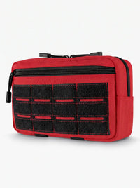 Pochette tactique MOLLE rouge avec panneau velcro noir